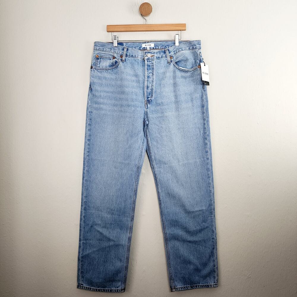 NWT RE/DONE 90s Loose Long Straight Leg Jeans Wasted Indigo Rigid Denim Size 30 - Picture 2 of 13